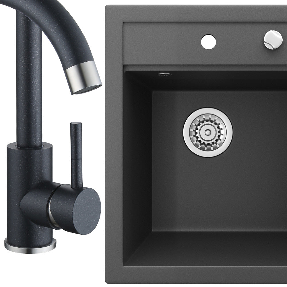 Bergström Lavello Nero 49 x 50 cm con raccordo nero