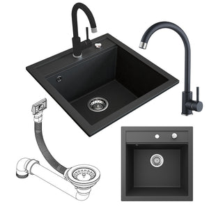 Bergström Lavello Nero 49 x 50 cm con raccordo nero