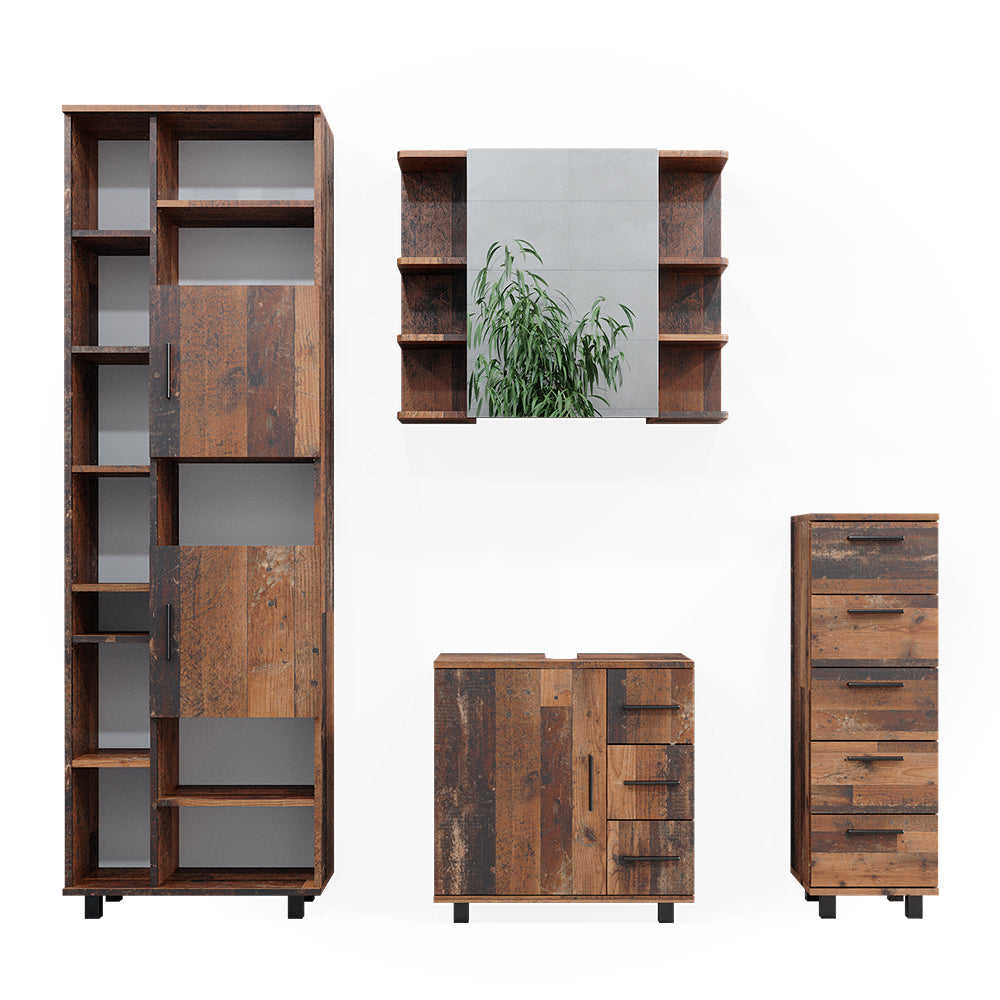Vicco Set di mobili da bagno Rovere rustico 4 parti