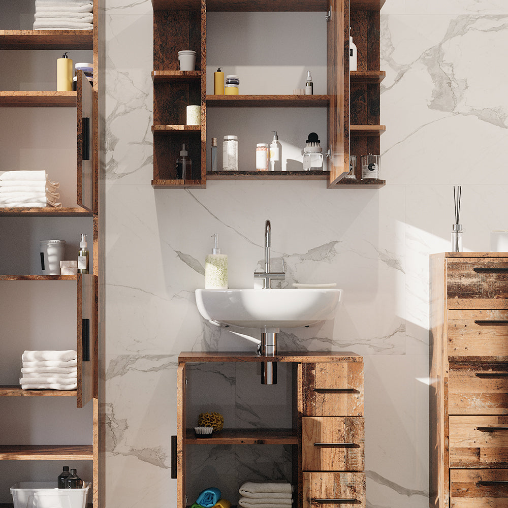 Vicco Set di mobili da bagno Rovere rustico 4 parti