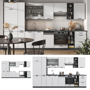 Vicco Cucina componibile Bianco casa di campagna/antracite 355 cm , PL Rovere