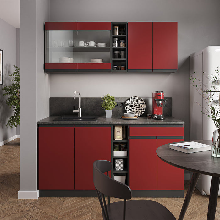 Vicco Cucina completa Rosso/antracite 160 cm Forma a J