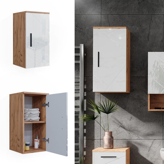 Vicco Mobile bagno Bianco lucido/oro power oak 30 x 59 cm con ripiano