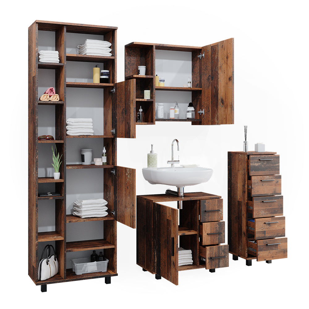 Vicco Set di mobili da bagno Rovere rustico 4 parti