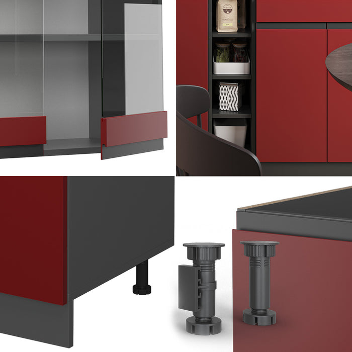 Vicco Cucina completa Rosso/antracite 160 cm , PL Rovere