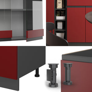 Vicco Cucina completa Rosso/antracite 160 cm , PL Marmo