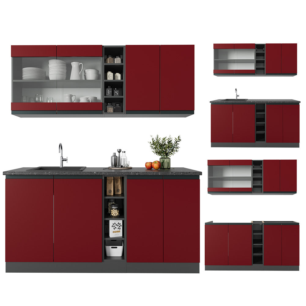 Vicco Cucina completa Rosso/antracite 160 cm , PL Marmo