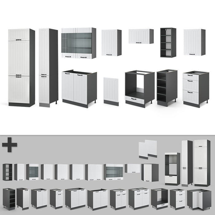 Vicco Cucina componibile Bianco casa di campagna/antracite 355 cm , PL Antracite