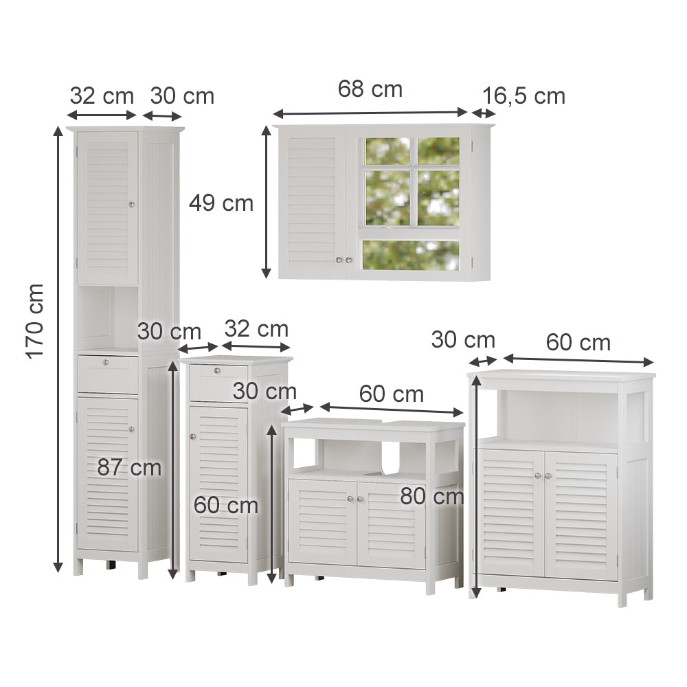 Vicco Set di mobili da bagno Bianco 5 parti