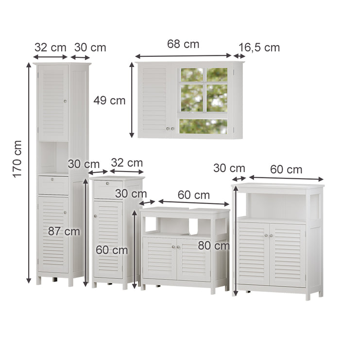 Vicco Set di mobili da bagno Bianco 5 parti