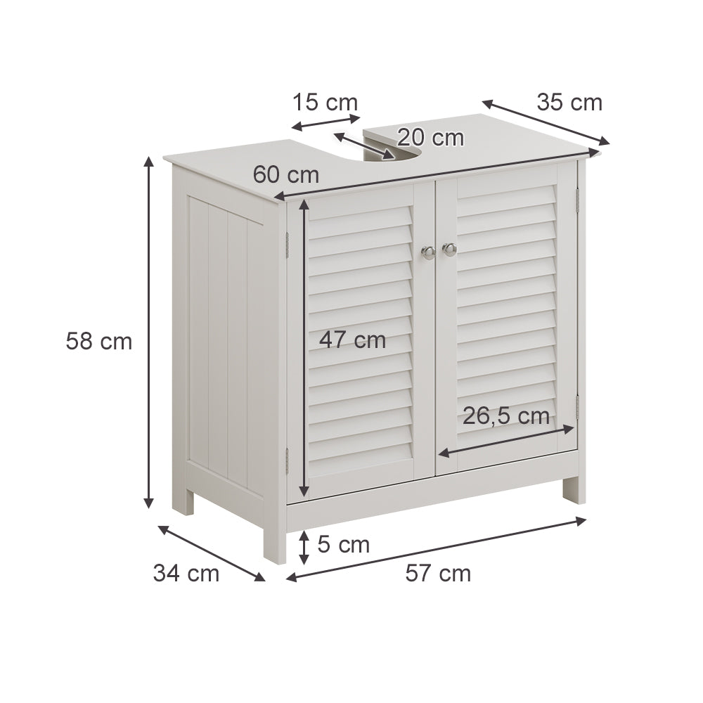 Vicco Mobile sottolavabo per bagno Bianco 60 x 58 cm con 2 porte