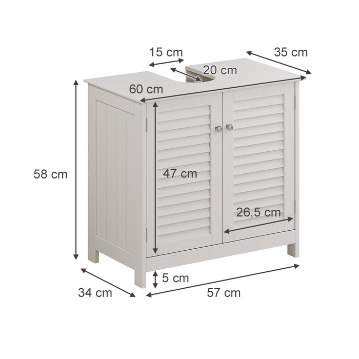 Vicco Mobile sottolavabo per bagno Bianco 60 x 58 cm con 2 porte