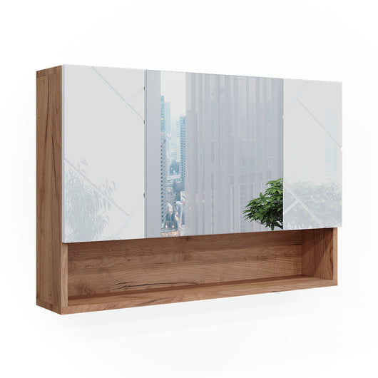 Vicco Specchio contenitore bagno Bianco lucido/oro power oak 17 x 55 cm