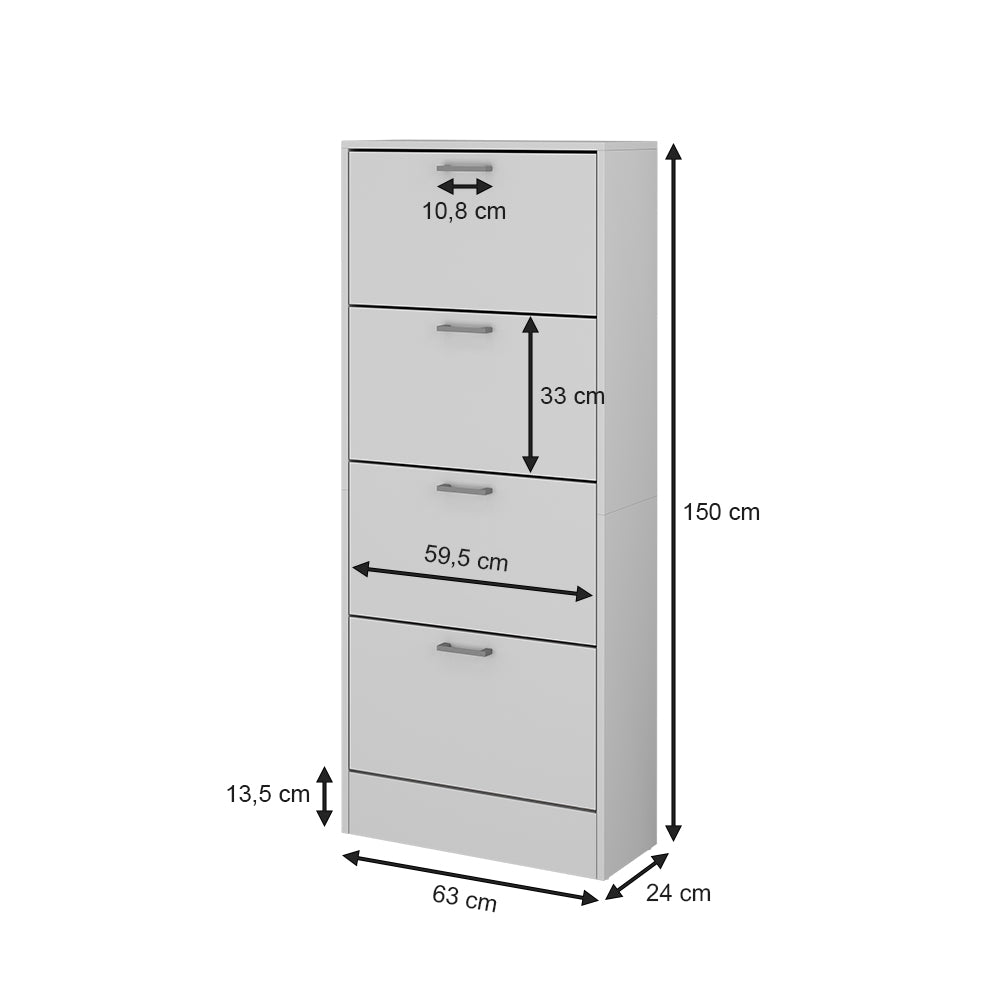 Vicco Scarpiera da ingresso Bianco 63 x 150 cm