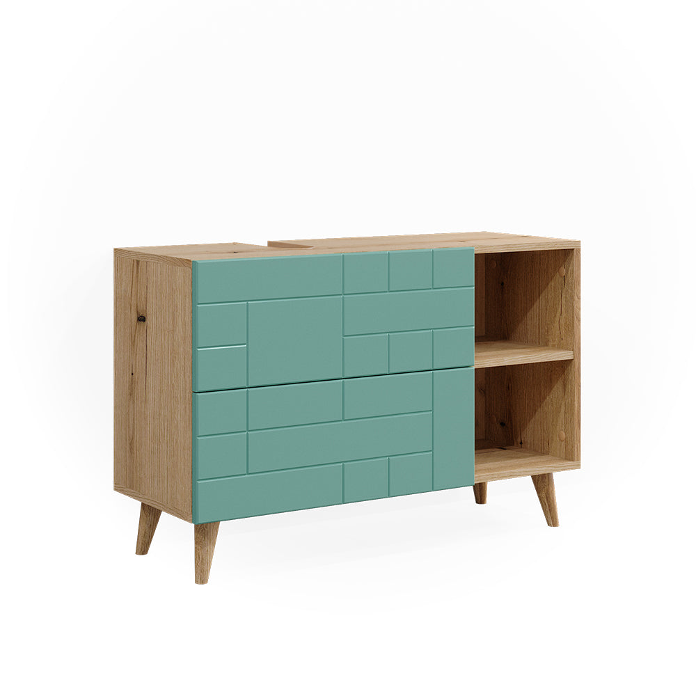Vicco Mobile sottolavabo per bagno Verde menta 90 x 59 cm con 2 cassetti