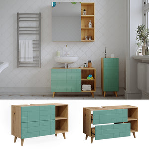 Vicco Mobile sottolavabo per bagno Verde menta 90 x 59 cm con 2 cassetti