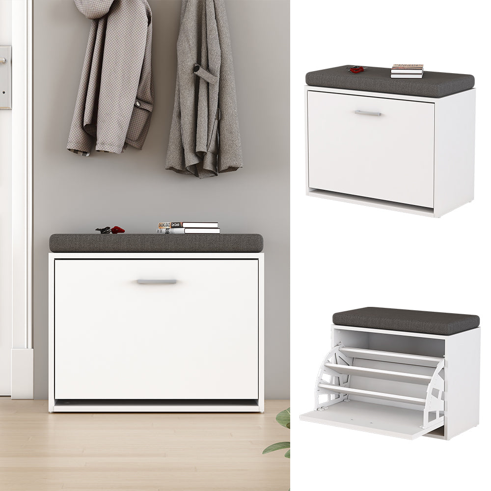 Vicco Panca scarpiera da ingresso Bianco 60 x 49.5 cm con ripiano