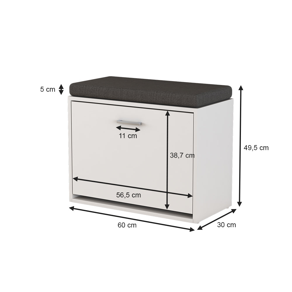 Vicco Panca scarpiera da ingresso Bianco 60 x 49.5 cm con ripiano