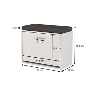 Vicco Panca scarpiera da ingresso Bianco 60 x 49.5 cm con ripiano