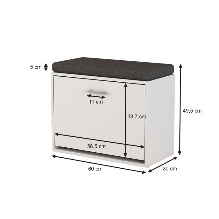 Vicco Panca scarpiera da ingresso Bianco 60 x 49.5 cm con ripiano