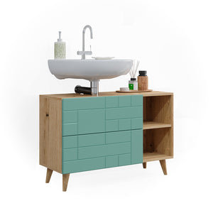 Vicco Mobile sottolavabo per bagno Verde menta 90 x 59 cm con 2 cassetti