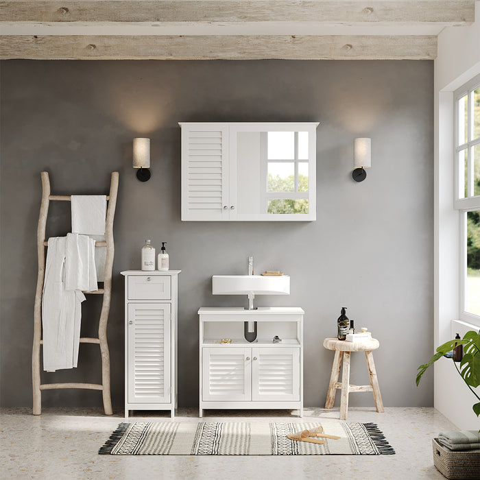 Vicco Mobiletto bagno Bianco 32 x 87 cm con anta e cassetto