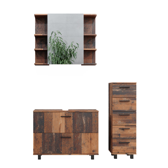 Vicco Set di mobili da bagno Rovere rustico 3 parti