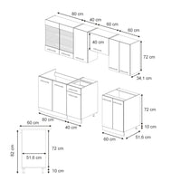 Vicco Cucina componibile Verde-oro Country House/Antracite 240 cm , PL Marmo