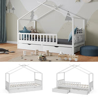 Vitalispa Letto montessori bambini Bianco 90x200 cm con 2 cassetti