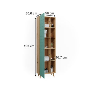 Vicco Armadio per il bagno Verde menta 56 x 193 cm con ante e vani a giorno