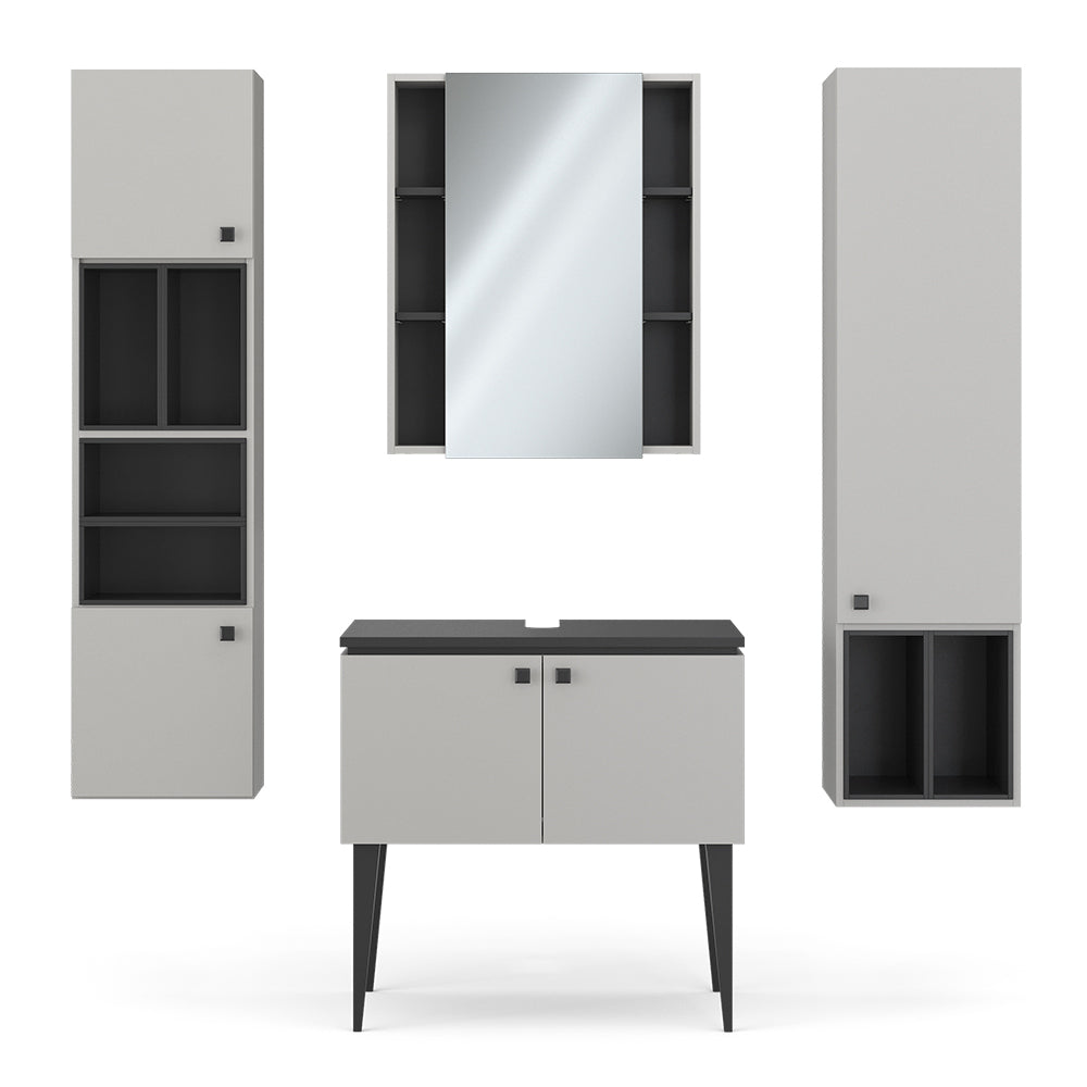 Vicco Set di mobili da bagno Grigio 4 parti