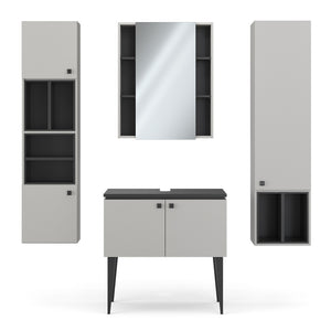 Vicco Set di mobili da bagno Grigio 4 parti