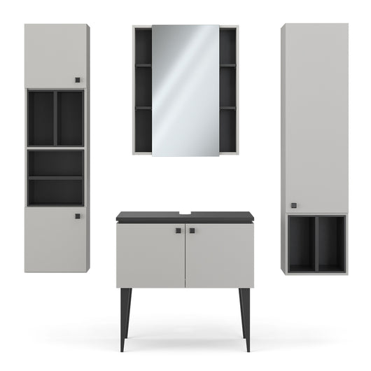 Vicco Set di mobili da bagno Grigio 4 parti