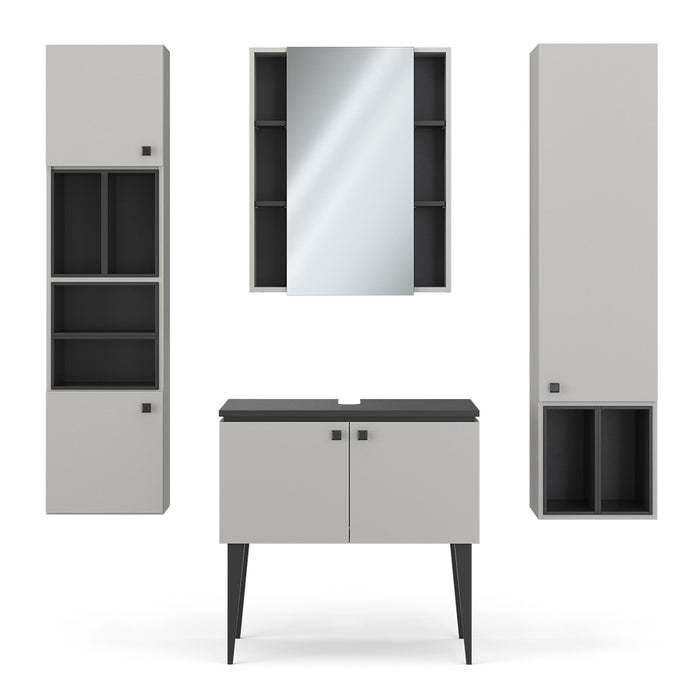 Vicco Set di mobili da bagno Grigio 4 parti