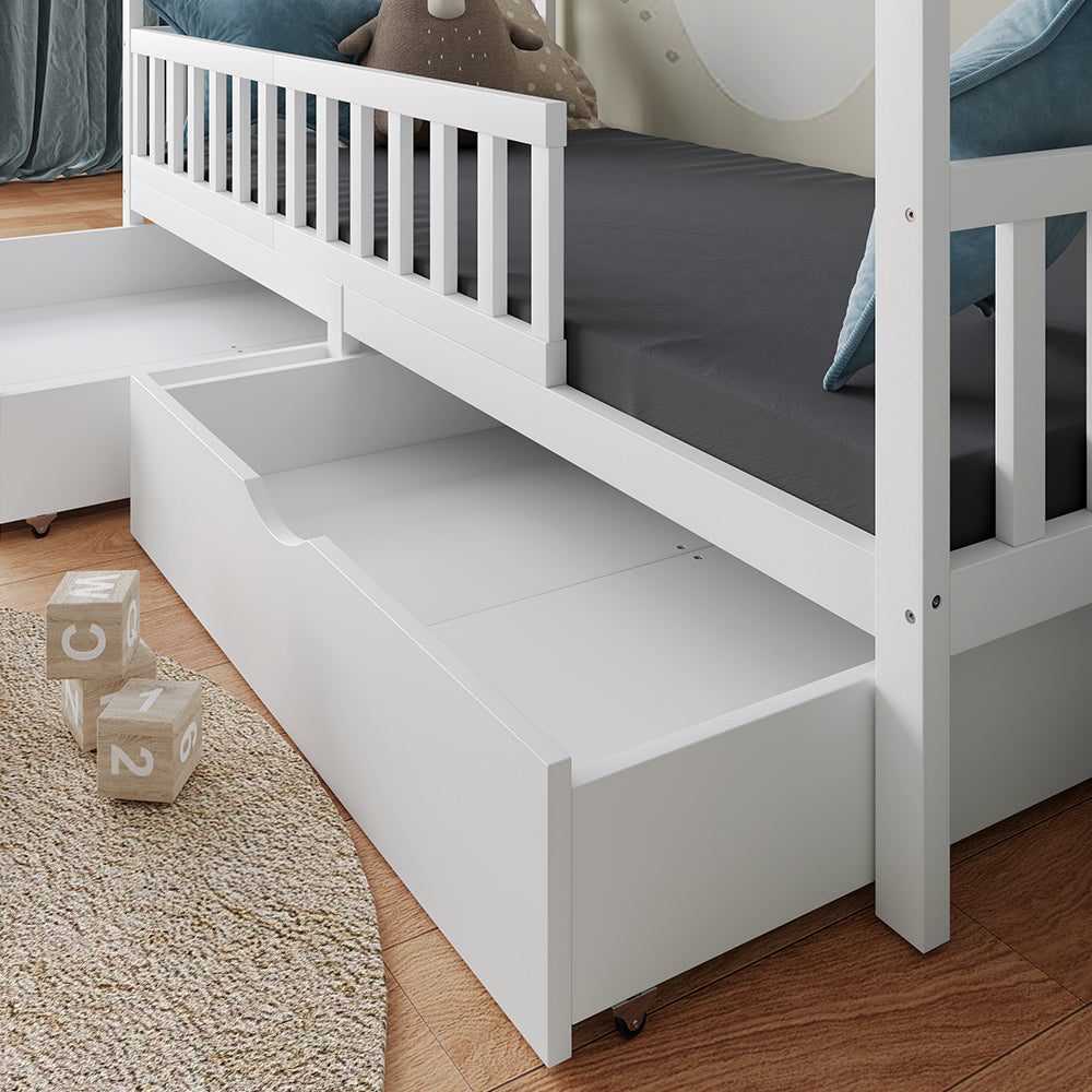 Vitalispa Letto montessori bambini Bianco 90x200 cm con 2 cassetti