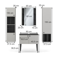 Vicco Set di mobili da bagno Grigio 4 parti