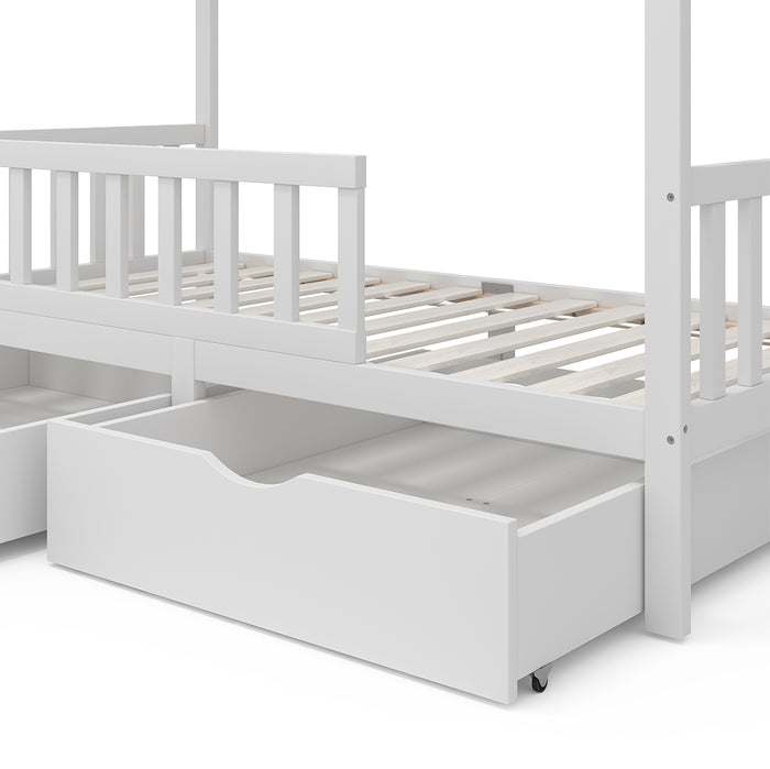 Vitalispa Letto montessori bambini Bianco 90x200 cm con 2 cassetti