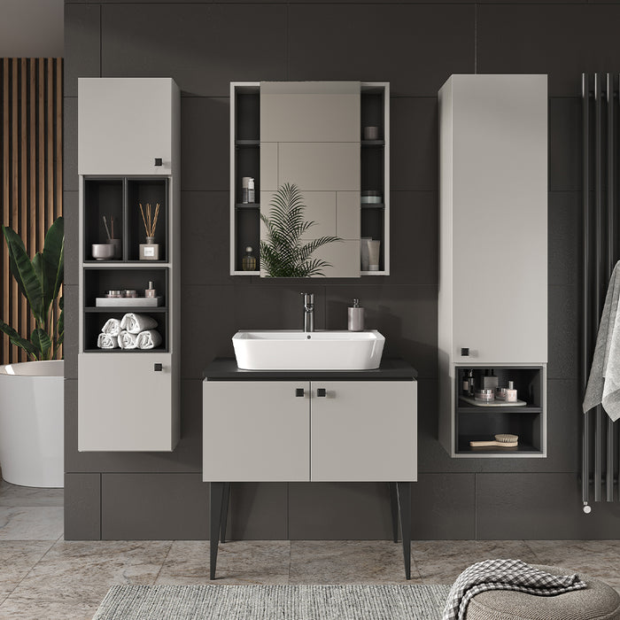 Vicco Set di mobili da bagno Grigio 4 parti