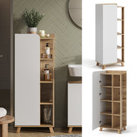 Vicco Mobiletto bagno Sonoma/Bianco 50 x 128 cm con anta e vani a giorno