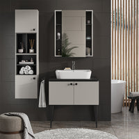 Vicco Armadio per il bagno Grigio 37.5 x 150 cm con anta e vani a giorno