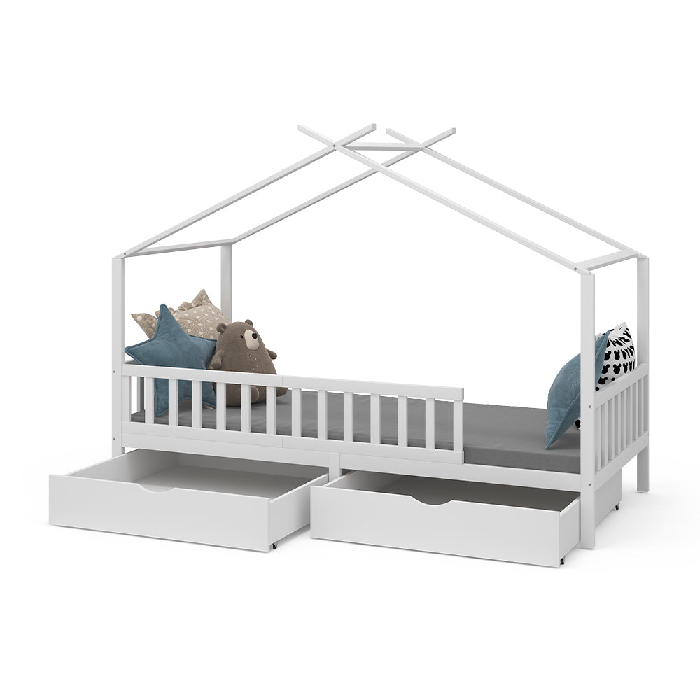 Vitalispa Letto montessori bambini Bianco 90x200 cm con 2 cassetti