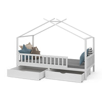 Vitalispa Letto montessori bambini Bianco 90x200 cm con 2 cassetti