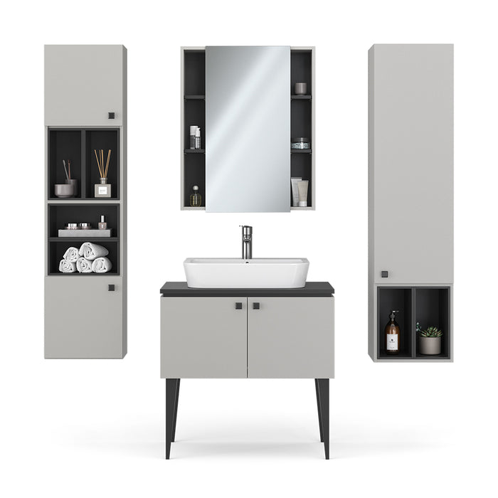 Vicco Set di mobili da bagno Grigio 4 parti