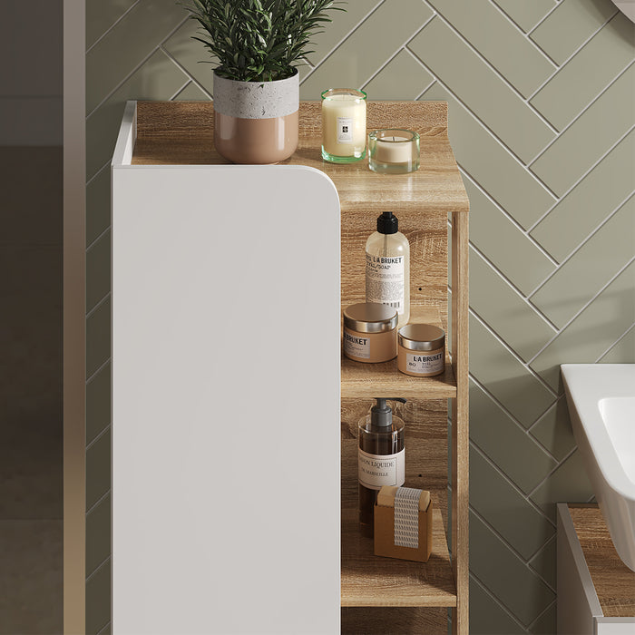 Vicco Mobiletto bagno Sonoma/Bianco 50 x 128 cm con anta e vani a giorno