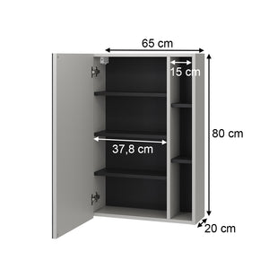 Vicco Specchio contenitore bagno Grigio 65 x 80 cm con anta e vani a giorno