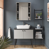 Vicco Specchio contenitore bagno Grigio 65 x 80 cm con anta e vani a giorno