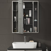 Vicco Specchio contenitore bagno Grigio 65 x 80 cm con anta e vani a giorno