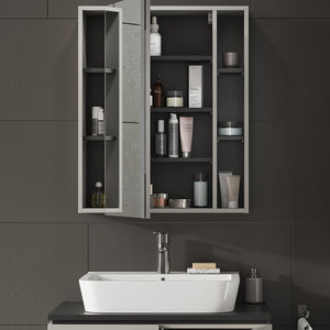 Vicco Specchio contenitore bagno Grigio 65 x 80 cm con anta e vani a giorno