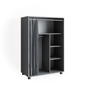 Vicco Armadio multifunzione Grigio 100 x 146.6 cm aperto, su rotelle