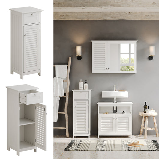 Vicco Mobiletto bagno Bianco 32 x 87 cm con anta e cassetto